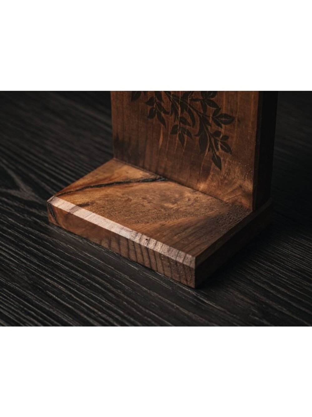 Gothic Lancet Altar Shelf - 13" Dark Walnut Vine Engraved Standing Display, Witc - Picture 6 of 6